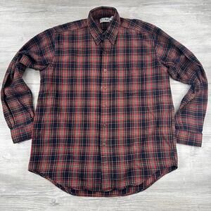 VTG LL Bean Northwoods Flannel Shirt Mens Large Red Black Plaid Made in Canada